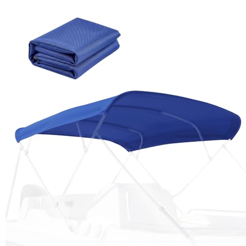 LumiCalyx 3 Bow Bimini Top Replacement Cover -Durable Marine Grade Canvas Sun Shade Boat Canopy Without Frame，6'Lx 67"-72" W x 46" H,Blue