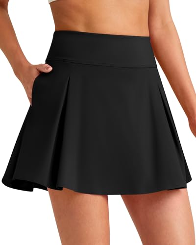 La Mejor Recopilación de Ropa de Squash para Mujer Top 5. 42 G4Free - Faldas de tenis para mujer, cintura alta, plisadas, pantalones cortos interiores de golf, con 4 bolsillos, Negro -, M