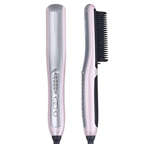 Hair Straightening Brush, RICANK Professional Hair Straightener Silky Frizz-Free Portable Ceramic Heating Straightening Irons Brush Anti Scald, Static Detangling Hot-Air Electric Hair Brush