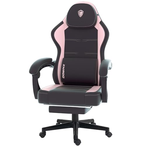 Dowinx Gaming Stuhl, Ergonomischer Gamer Sessel aus PU-Leder mit Lendenwirbelstütze, PC-Stuhl mit verbreiterter Rückenlehne, Belastbar bis 150 kg, Rosa Dowinx Gaming Stuhl, Ergonomischer Gamer Sessel aus PU-Leder mit Lendenwirbelstütze, PC-Stuhl mit verbreiterter Rückenlehne, Belastbar bis 150 kg, Rosa