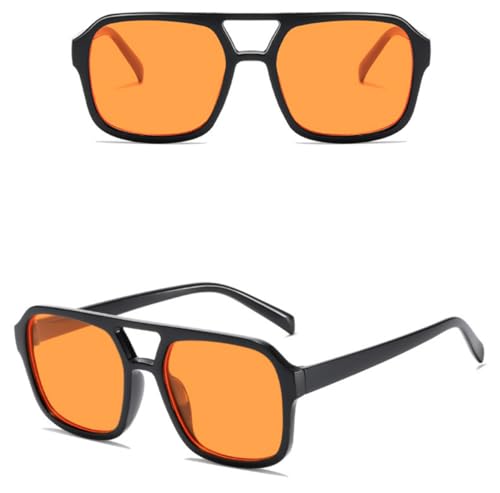 Image of Retro 70s Square Aviator Sunglasses Women Men Vintage Rectangle Sunglasses Flat Frame Trendy Shades
