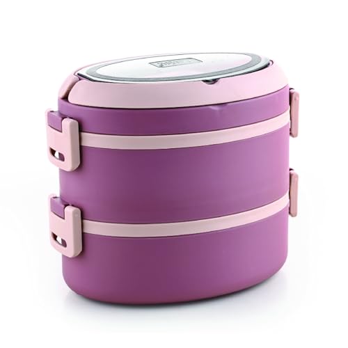 Image of Ganesh 2 Compartment Vega Insulated Food Container with Attractive Spoon - Airtight Leak-Proof Lunch Box for Office, School, Picnic 800ml - Peach