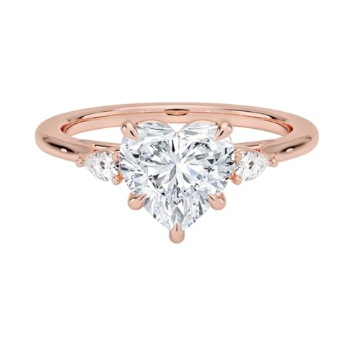 3 CT Heart Cut Lab Grown Diamond Perfect Fit Three Stone Engagement Ring