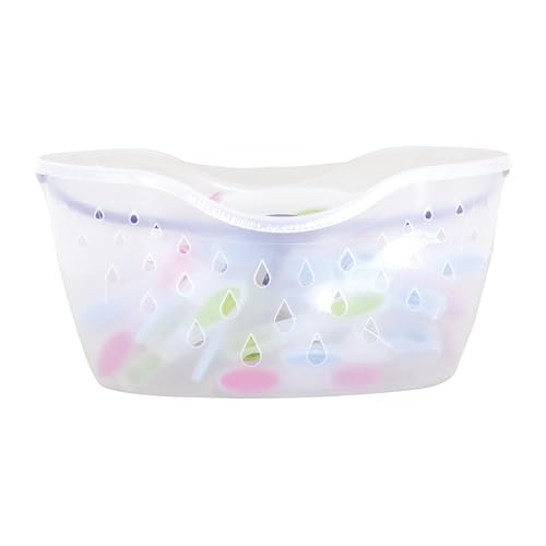 MSV Panier porte pinces à linge + lot de 24 pinces à linge aux poignées douces, parfaites pour étendre le linge sur l'étendoir où la corde à linge