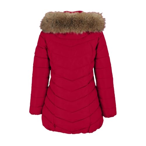 Women's Long Winter Faux Fur Puffer Quilted Coat With Pocket Hooded Zip Up Padded Down Long Sleeve Thick Jacket3