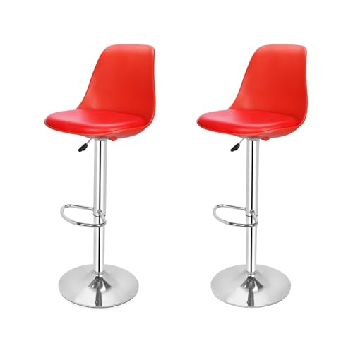 Image of activa Rapid Bar Stool Chair with Height Adjustable Design, Padded Seat & Footrest | Modern Metal Counter Stool for Kitchen, Home, Bar & Cafe Seating | Durable Comfort Chair (Red, Set 2)