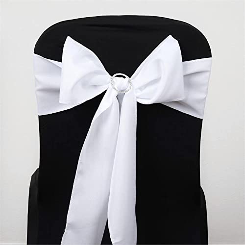 Balsa Circle 10 White Polyester Chair Sashes Bows Ties - Wedding Party Ceremony Reception Decorations Cheap Supplies Wholesale
