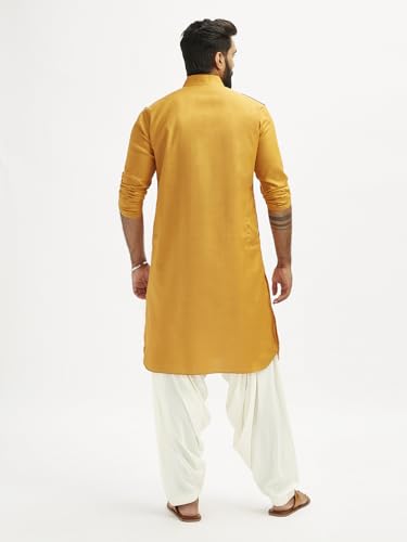 Kurta Pathani manches enroulables et ourlet arrondi en coton mélangé