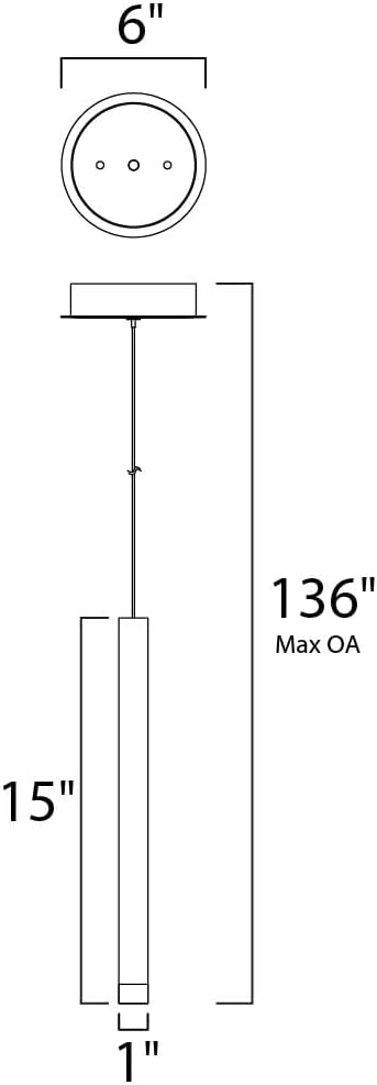 ET2 E22271-75PC Picolo Tall-Scale Tubular LED Mini Pendant Ceiling Lighting, 1-Light 1 Watt, 15" H x 6" W, 3500K, Polished Chrome