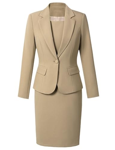 Costume deux pièces femme avec veste à revers cranté un bouton et jupe tailleur formel