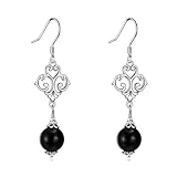  925 Sterling Silber Türkis Onyx Karneol Ohrhänger Vintage Tropfen Ohrringe Schmuck Geburtstagsgeschenke für Damen (Filigrane Onyx Ohrringe)
