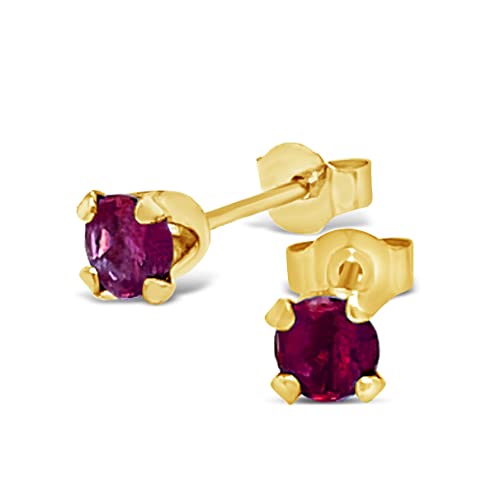 Jewelry Bliss 14K Yellow Gold Stud Earrings, Genuine Red Ruby Small Stud Earrings, 3Mm Round Stud Earrings, July Birthstone For Women, Valentine's Day, Mother's Day, Anniversary, Birthday, Wedding #TOP3