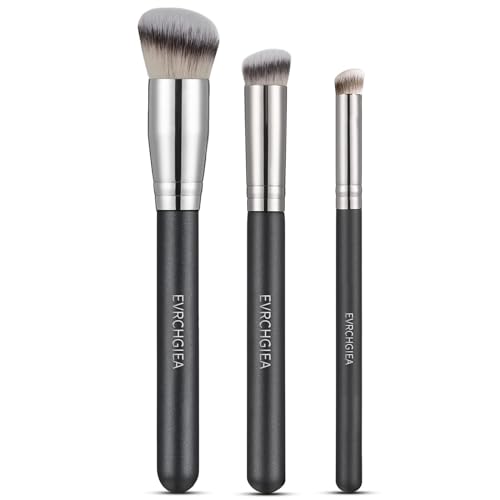 Angled Flat Foundation Concealer Contour Brush Set, 2PCS Dense Under Eye Nose Contour Kabuki Brush...