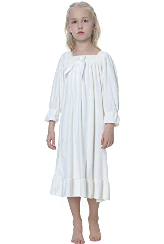 Image of Girls Princess Nightgown,Winter Long Sleeve Flannel Nightdress Pajamas Dress Kids 3-12 Years
