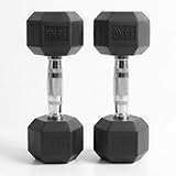 Hex Dumbbells Pair (2.5kg–30kg) | Rubber-Encased Cast Iron Hand Weights Anti-Roll Hex Design Strength Training & Home Gym Fitness Equipment for Men & Women (Black, 15KG Pair)