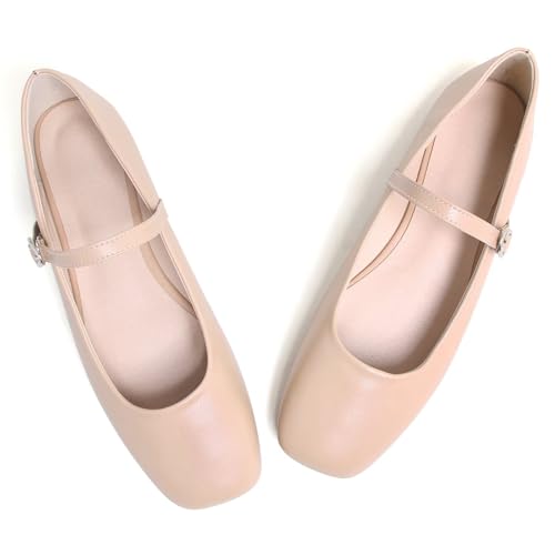 Image of LUXINYU Women's Slip on Flats,Classy Round Toe Solid Classic Mary Jane Ballet Dance Shoes Soft Comfortable PU Flat Shoes