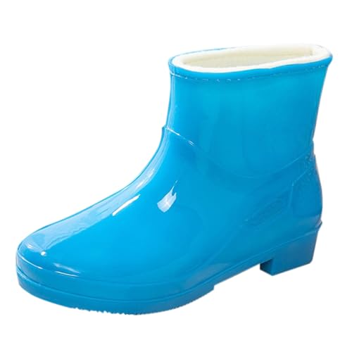 Bottes en caoutchouc doublées femme chaussure pluie courte et antidérapante