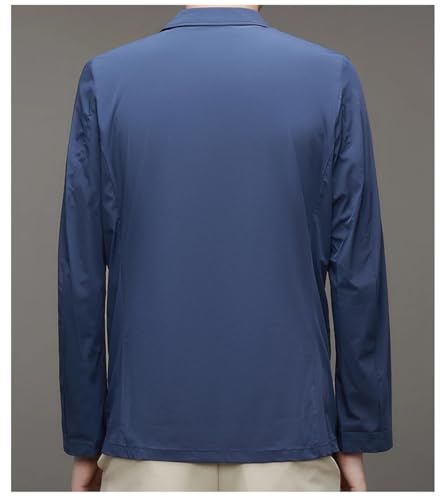 Men's Casual Elastic Solid Thin Silk Blazer Jackets Lightweight Two Button Business Suit Coat3