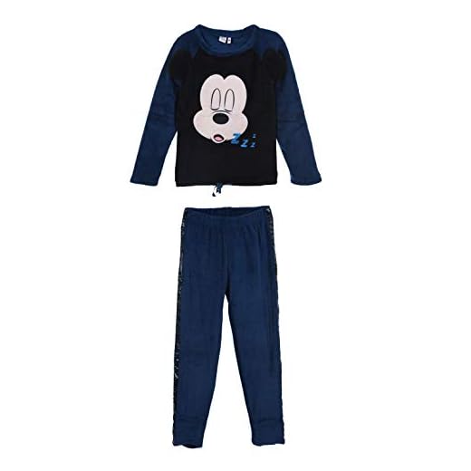 Disney Mimmi Pigg karaktär tecknad dam pyjamasset myskläder långärmad extra mysig korall fleece plyschtyg, BLÅ, L