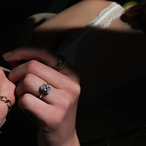 LEMON GRASS 3.5ct Oval Solitaire Engagement Ring Thin Band in Sterling Silver 925 Size 4-93