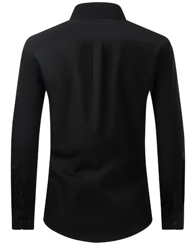 Alimens & Gentle Men's Dress Shirt Regular Fit Stretch Stain Shield Long Sleeve Solid Business Wedding Button Down Shirts
