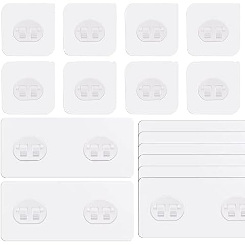Siwinparts 16 pieces Shower Caddy Adhesive Hooks Replacement Transparent Sticky Hooks Corner Shower Caddy Adhesive Sticker Hooks for Bathroom Kitchen Shower Basket Corner Shelf - Single & Double Hooks Cover