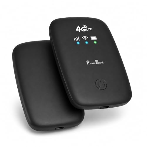 Image of PunnkFunnk 4G LTE Portable WiFi Router, High-Speed Device, 2100Mah Rechargeable Battery, SIM Card Supported 150Mbps Wireless Hotspot | Travel-Friendly Pocket Router, Multi-Device Connectivity (Black)