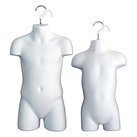 DisplayTown White Toddler + Child Torso Hollow Back Plastic Injection Form Mannequin & Hanging Hook (1) Cover