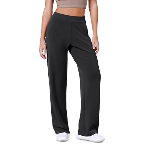 ODODOS Women's Modal Soft Wide Leg Pants Elastic High Waist Casual Lounge Relaxed Pants with Pockets - 31" Inseam, Black, Medium Cover