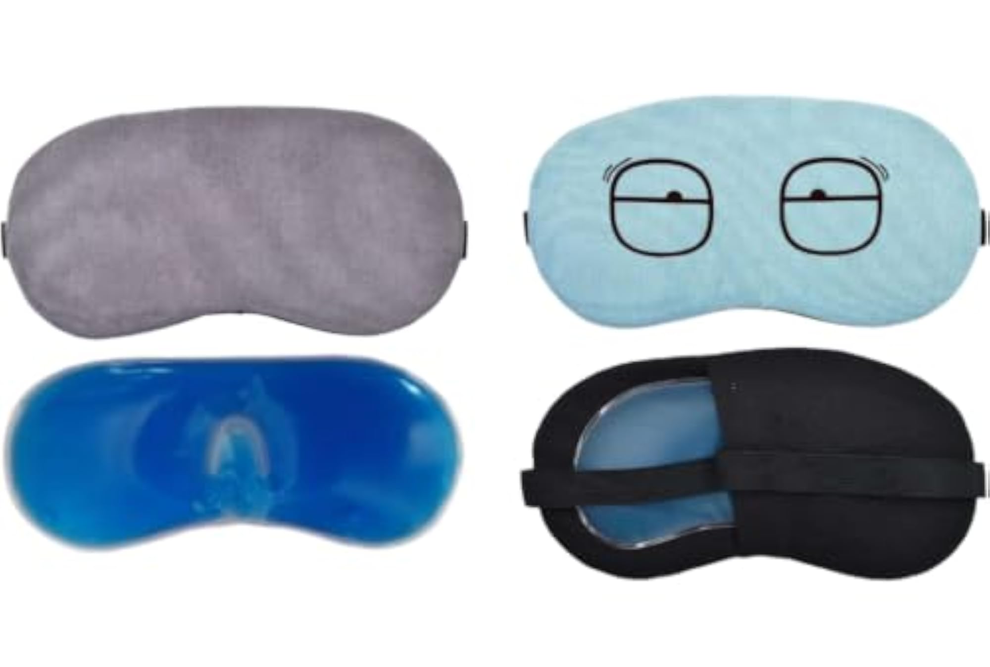 Cooling Gel Eye Mask for Sleeping - Grey Plush Cute Glasses Design