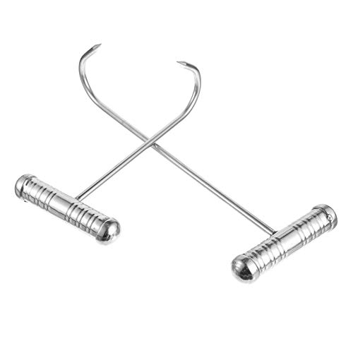 PIXNOR 2 Pcs Stainless Steel Meat Hook T Hook Meat Hanger Meat Hanging Hooks T- Handle Meat Boning Hook for Kitchen Butcher Shop Restaurant BBQ Tool Silver