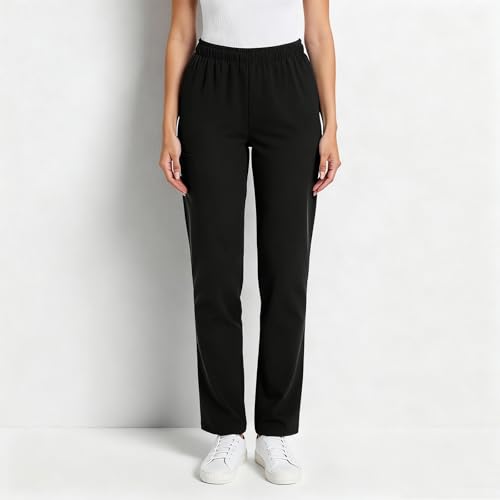 Image of Scrub Pants for Women Drawstring Waist with Straight Leg High Waisted Solid Color Soft Breathable Pants with Pockets