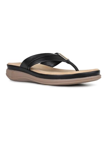 Image of Inc.5 Womens Black Comfort Solid T-Strap Thongs
