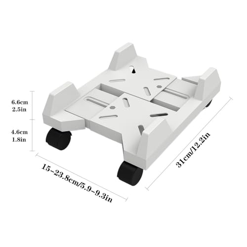 Soporte móvil para torre de computadora, carrito ajustable con ruedas para CPU, para la mayoría de torres PC gamer, blanco miniatura 2