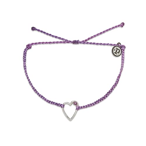 Image of Pura Vida Silver or Rose Gold Plated Sweetheart Stone Bracelet w /Purple or White Czech Crystal - Adjustable Band, 100% Waterproof