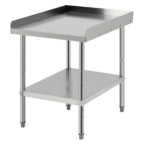 Image of Equipment Grill Stand Table 24x30x30 Inch Stainless Steel NSF Certified 400 Lbs Capacity with Adjustable Legs, 2 inch Edge Baffle, for Hotel, Home, Commercial Restaurant Kitchen