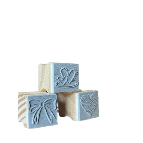 Carimbo para Livros, Carimbo de Madeira, Kit com 5 Carimbos Pequenos 2x2cm para Sacola Kraft, 24 Modelos A Escolher(5 carimbos sem almofada)