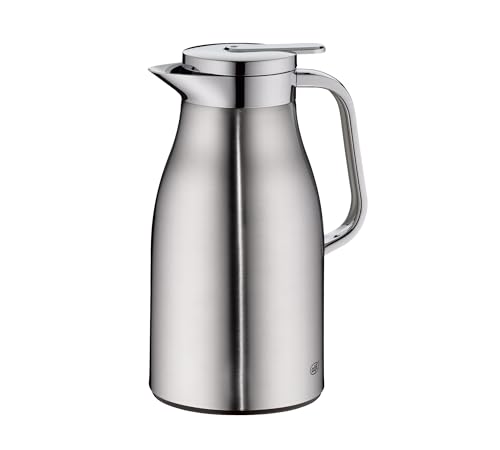 SKYLINE1,0l,stainless steel mat,Edelstahl-Isolierkanne mit hygienischem Hartglaseinsatz,Drehverschluss mit beqümer Drucktaste,ergonomischer Griff,mit einer Hand,ideal als...