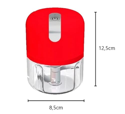 Mini Processador Elétrico Triturador De Alimentos USB 3 Lâminas (Vermelho)