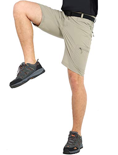 MIER Men's Quick Dry Hiking Shorts Lightweight Cargo Shorts with 6 Pockets, Stretchy, Water Resistant, 32, Rock Grey