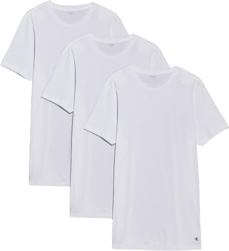 Calvin Klein S/S Crew Neck 3Pk Lv00Nb4051 T-Shirt, White (White, White, White), M Men's