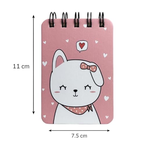 Image of Spiral Pocket Notebook (7.5 x 11 cm) | Cute Mini Notepad | Small Handy Notebook for School, Office & Personal Notes (Cat)