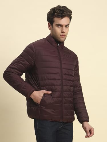 Image of Cantabil Reversible Jacket for Men | Premium Casual Jacket Smart Fit Mock Neck Nylon Fabric Solid Pattern (P MJKT00249)