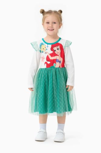 Image of Disney Girls' Tulle Tutu Dress Birthday Party Outfit Baby /Toddler | Officially Licensed, Frozen Elsa, Minnie, Princess, Velvet Top with Belt, Multi-Layer Mesh Skirt, Ruffle Long Sleeve Clothes