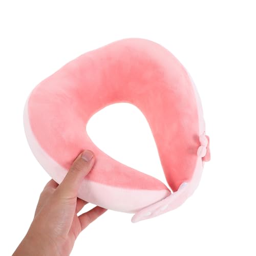 Almohada de cuello con máscara de viaje rosa 21.5x15.5x0.5 cm miniatura 3