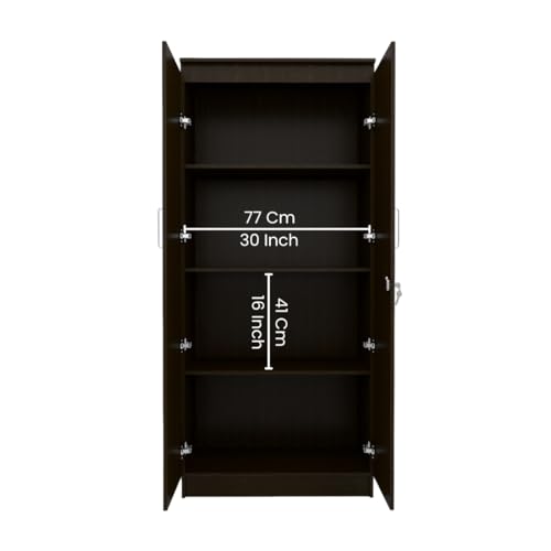 Image of COUCH CULTURE Mono Engineering Wood 2 Door Wardrobe | Almirah for Clothes Wooden | Wardrobe Organizer for Clothes | Multipurpose Almirah for Storage Bedroom | 1 Year Warranty - Wenge