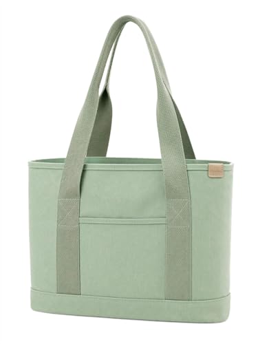 Image of TeeYee 16oz Canvas Tote Bag Casual Multi pockets Handbags Large Capacity Shopping Shoulder Bag with Pocket Bags Work Purses