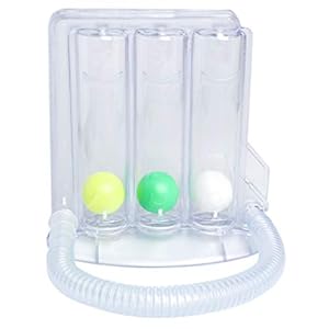 UKCOCO Longtrainer met diepe ademhaling met 3 ballen – ademtrainer met spirometer, inneembaar ademeetsysteem, wasbaar en hygiënisch (tube