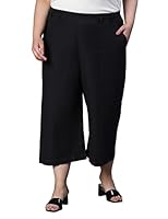 Oxolloxo Women Plus Size Elasticated Plain Black Cotton Culotte