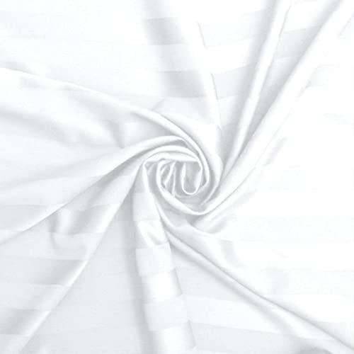 Image of DECOR2ADMIRE 300 Thread Count Premium Glace Cotton Plain Stripe Single Bedsheet with One Pillow Cover (60 inch x 90 inch) (White, Pack of 2)
